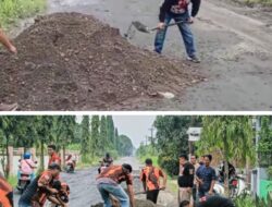 Junaidi dan PP Desa Tanjung Selamat Perbaiki Jalan