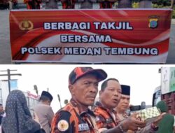 Polsek Medan Tembung dan PP Percut Sei Tuan Bagikan Takjil