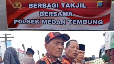 Polsek Medan Tembung dan PP Percut Sei Tuan Bagikan Takjil