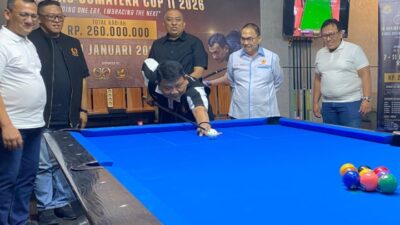 Hatunggal Siregar Buka Turnamen Biliar Harimau Sumatera Cup II