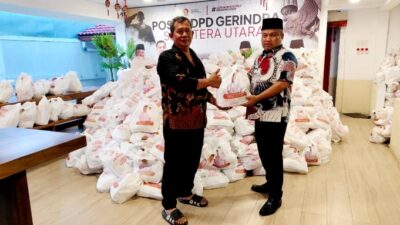 Gerindra Sumut Bagikan 10.000 Sembako untuk Warga saat HUT ke-18 Partai