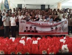 Jelang Idul Fitri,  Gerindra Sumut Berbagi 500 Sembako pada CS dan Sekurity